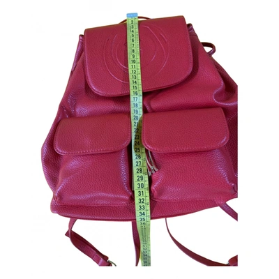 Pre-owned Trussardi Jeans Vegan Leather Backpack In Red