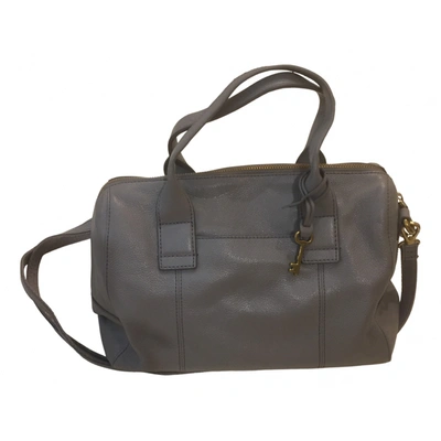 Pre-owned Fossil Leather Handbag In Grey