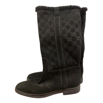 Pre-owned Gucci Biker Boots In Black