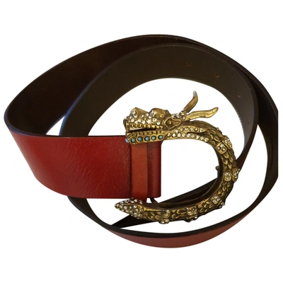 Pre-owned Roberto Cavalli Leather Belt In Red