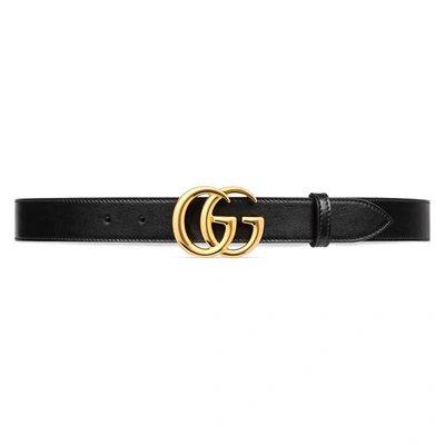 Gucci Black Toscano Leather Gg Belt