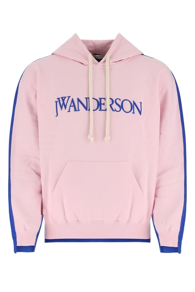 Jw Anderson Panelled Logo-embroidered Cotton Sweatshirt In Pink