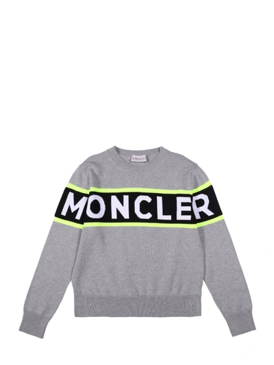 Moncler Kids'  Enfant Logo Intarsia Crewneck Jumper In Grey