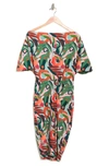 Alexia Admor Olivia Draped One-shoulder Dress In Painted Tropic