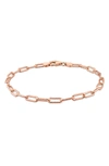 Delmar 18k Rose Gold Vermeil Paperclip Hammered Chain Bracelet In Rose