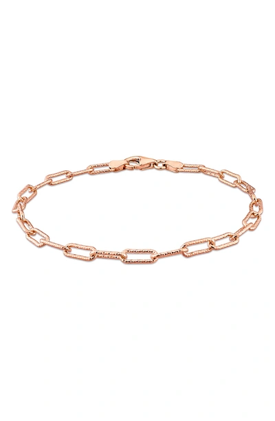 Delmar 18k Rose Gold Vermeil Paperclip Hammered Chain Bracelet