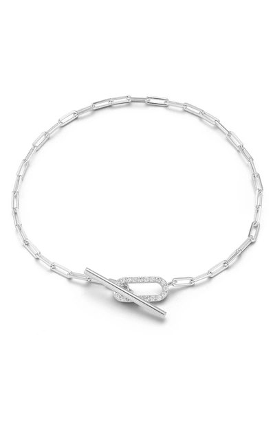 Glaze Jewelry Pave Cz Paperclip Link Bracelet In Silver