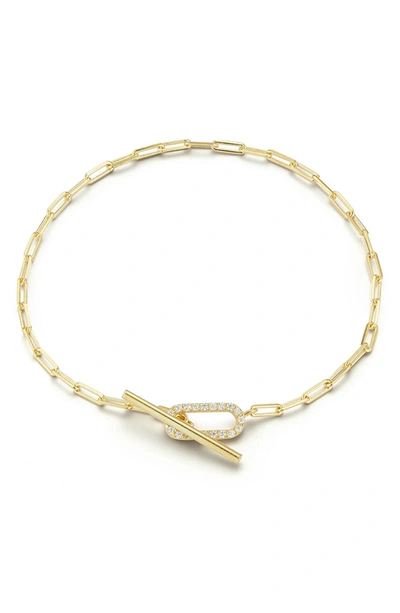 Glaze Jewelry Pave Cz Paperclip Link Bracelet In Yellow Gold