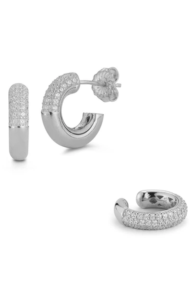 Glaze Jewelry 14k Gold Vermeil Cz 2-piece Earring Set In Silver