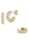 Glaze Jewelry 14k Gold Vermeil Cz 2-piece Earring Set In Yellow Gold