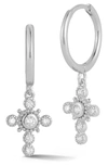 Glaze Jewelry 14k Gold Plated Silver Cross Huggie Hoop Earrings In Metallic