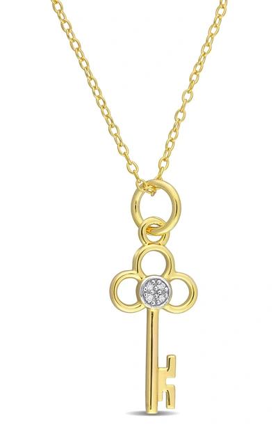 Delmar Diamond Accent Key Pendant Necklace In Gold