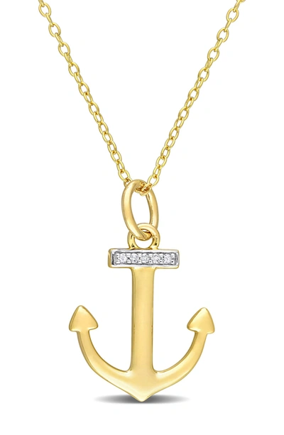 Delmar Pave Diamond Accent Anchor Pendant Necklace In Gold