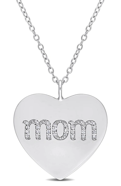 Delmar Sterling Silver Mom Engraved Diamond Necklace