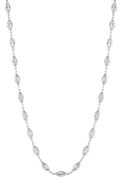 Glaze Jewelry 14k Yellow Gold Plated Sterling Silver Marquise Cz Station Choker Necklace
