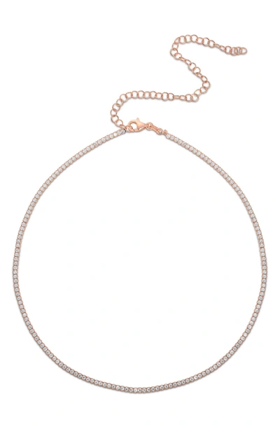 Glaze Jewelry Round-cut Cz Tennis Choker Necklace In Rose Gold