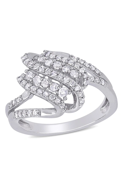 Delmar Sterling Silver Diamond Spiral Ring