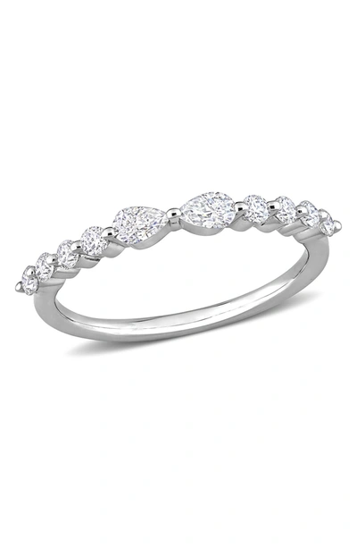 Delmar Sterling Silver Dew Created Moissanite Ring
