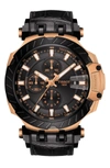 Tissot T-sport Chronograph Webbed Strap Watch, 48mm In Black/ Orange