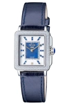Gevril Padova Gemstone Diamond Leather Strap Watch, 27mm X 30mm In Blue