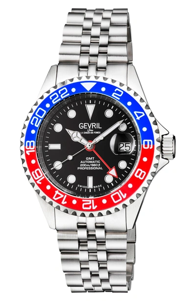 Gevril Wall Street Ceramic Bezel Bracelet Watch, 43mm In Silver