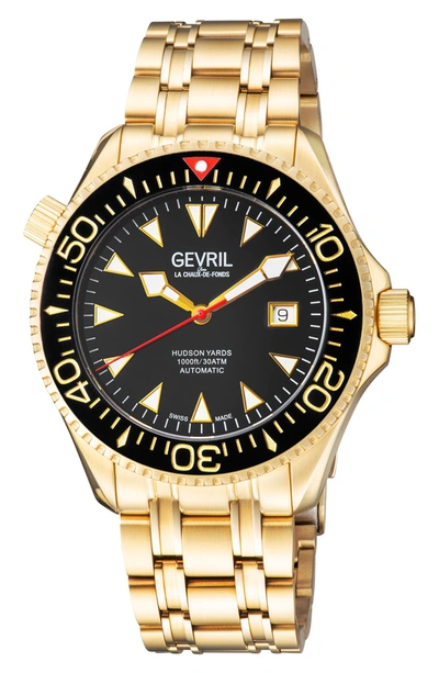 Gevril Men's Hudson Yards 48804 Swiss Automatic Bracelet Watch 45 Mm In Gold