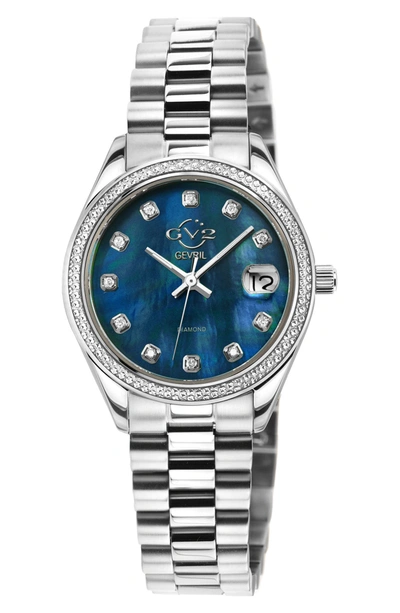 Gevril Turin Swiss Diamond Stainless Steel Watch, 32mm In Silver