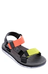 Melissa Papete Rider Sandal In Black/ Yellow/ Orange