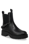 Chase & Chloe ́ Chain Trimmed Chelsea Boot In Black Pu