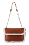Most Wanted Usa Large Faux Shearling Lined Crossbody Bag In Tan