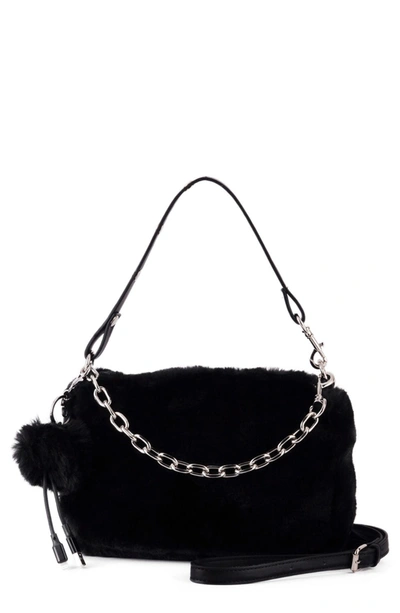 Most Wanted Usa Faux Fur Crossbody Bag In Black