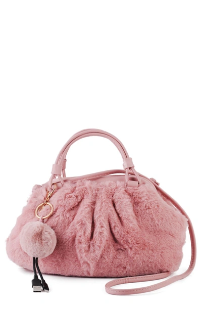 Most Wanted Usa Faux Fur Cloud Top Handle Satchel In Pink