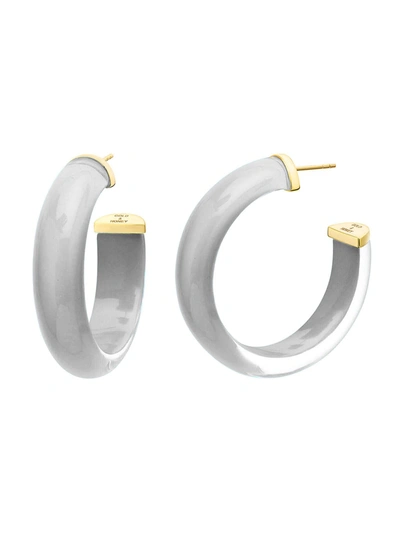 Gold & Honey Illusion Hoop Earrings In Grey
