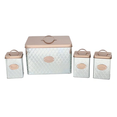 Home Basics Arbor 4 Piece Tin Counter Storage In Silver