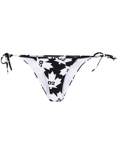 Dsquared2 Maple Leaf-print Bikini Bottoms In Weiss