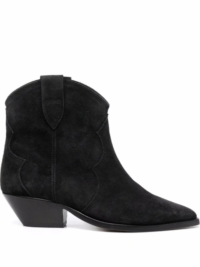 Isabel Marant Gray Dewina Ankle Boots In Black