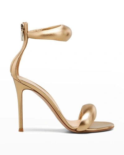 Gianvito Rossi Bijoux Ankle-strap Metallic Leather Sandals In Gold