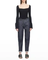 3.1 Phillip Lim Long-sleeve Wool Ribbed Open-neck Sweater In Black