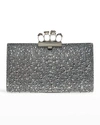 ALEXANDER MCQUEEN FOUR RING CRYSTAL FLAT POUCH BAG