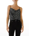 Endless Rose Sequins Cowl Neck Camisole In Black