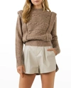 Endless Rose Chunky Wool Knit Embellished Sweater In Taupe