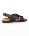 Marni Crisscross Slingback Flat Sandals In Gold Brick