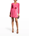 Milly Liv Tie Waist Fit And Flare Dress In  Pink