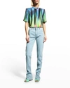 Attico Rainbow-print Short-sleeved T-shirt In Multicolor