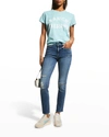 Mother The Dazzler Mid Rise Ankle Straight Jeans In Weekend Warrior In Weekend Warrior
