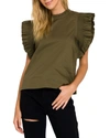 English Factory Ruffle-sleeve Poplin Top In White