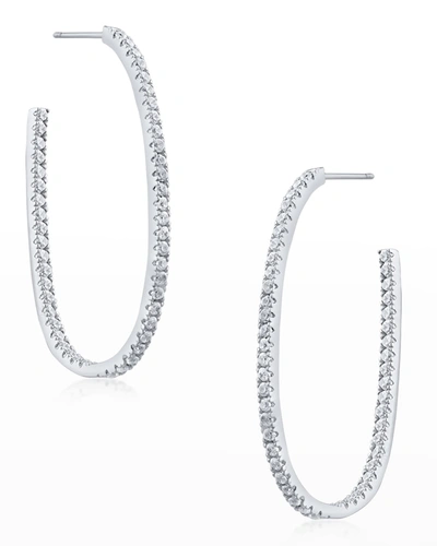Golconda By Kenneth Jay Lane Round Cubic Zirconia Oval In-and-out Hoop Earrings In Clear