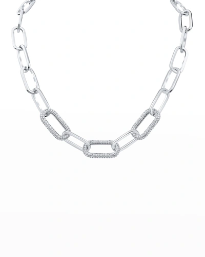 Golconda By Kenneth Jay Lane Triple Pave Cubic Zirconia Front-link Chain Necklace In Clear
