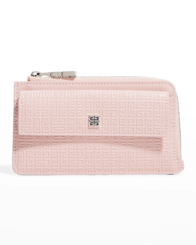 Givenchy 4g Monogram Card Holder In Calf Leather In Pink