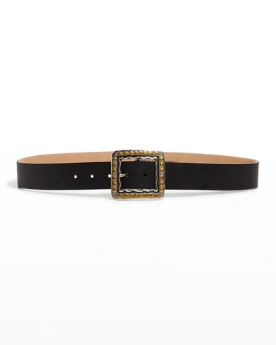 Streets Ahead Antique Square Studded Leather Belt In Ca Black Antique